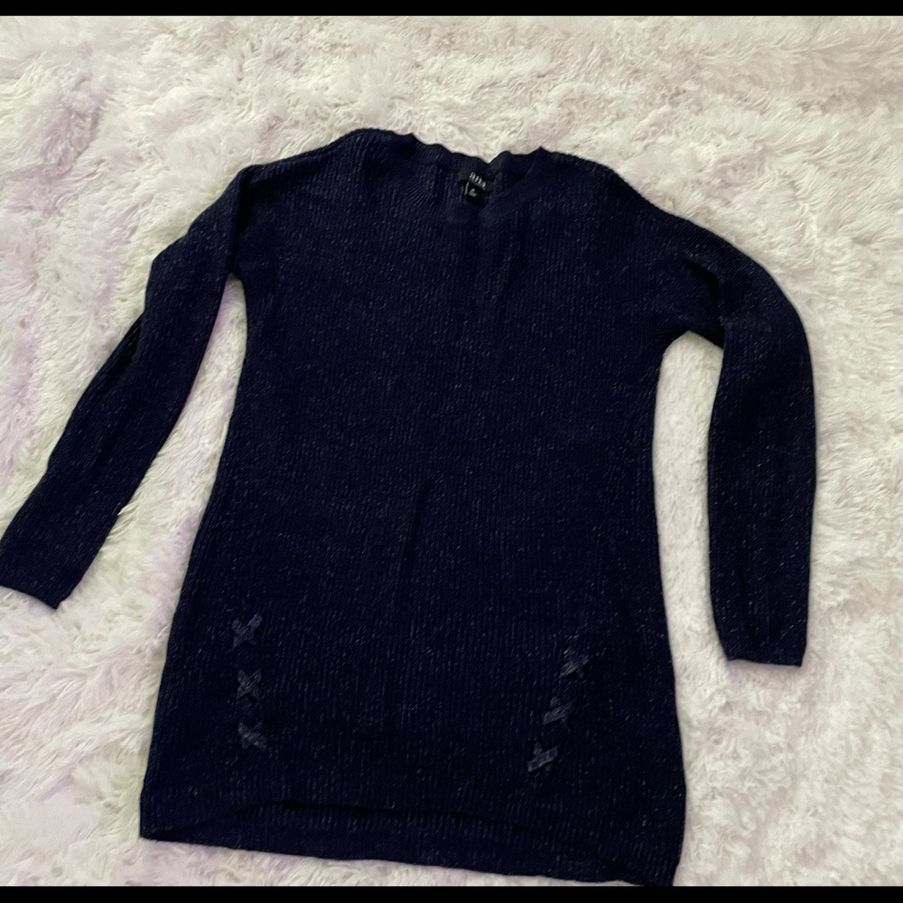 Glittery dark blue long sweater